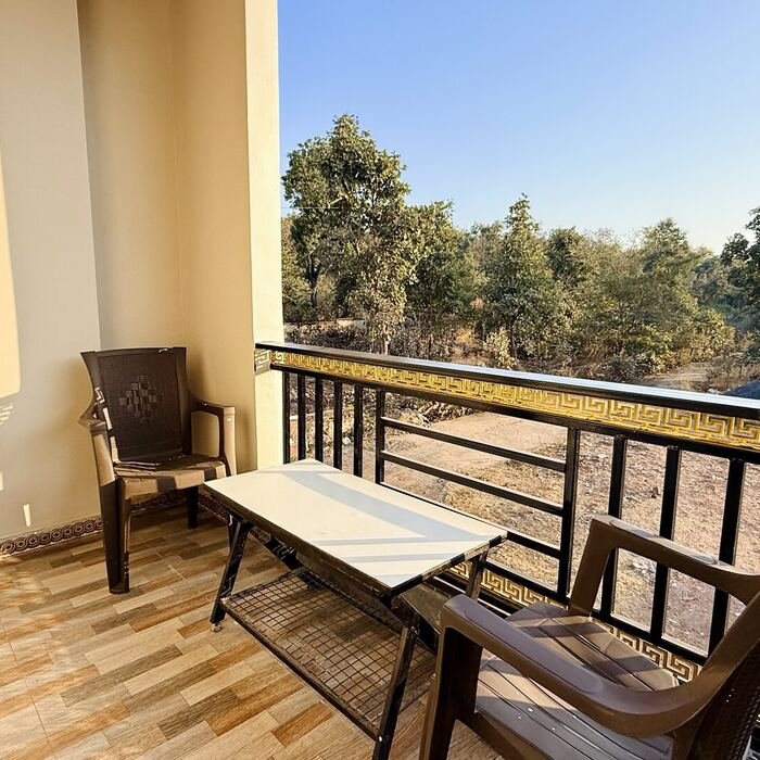 Scenic balcony view from the guest house